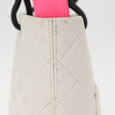 CHANEL Matelasse Medium Cambon Line Bag Calf Skin White Black CC Auth 156639V-6