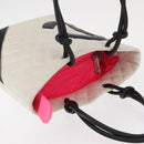 CHANEL Matelasse Medium Cambon Line Bag Calf Skin White Black CC Auth 156639V-8