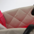 CHANEL Matelasse Medium Cambon Line Bag Calf Skin White Black CC Auth 156639V-9