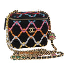 CHANEL Matelasse Chain Vanity Bag Tweed Multicolor Gold CC Auth 156640SM-1