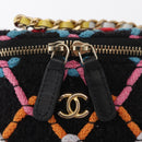 CHANEL Matelasse Chain Vanity Bag Tweed Multicolor Gold CC Auth 156640SM-20