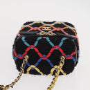 CHANEL Matelasse Chain Vanity Bag Tweed Multicolor Gold CC Auth 156640SM-7