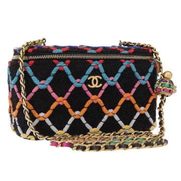 CHANEL Matelasse Chain Vanity Bag Tweed Multicolor Gold CC Auth 156641SM