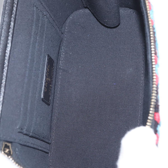 CHANEL Matelasse Chain Vanity Bag Tweed Multicolor Gold CC Auth 156641SM