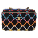 CHANEL Matelasse Chain Vanity Bag Tweed Multicolor Gold CC Auth 156641SM-14