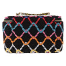 CHANEL Matelasse Chain Vanity Bag Tweed Multicolor Gold CC Auth 156641SM-3