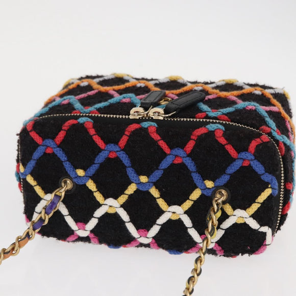 CHANEL Matelasse Chain Vanity Bag Tweed Multicolor Gold CC Auth 156641SM