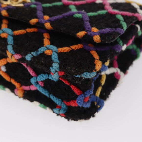 CHANEL Matelasse Chain Shoulder Bag Tweed Multicolor Gold CC Auth 156642SM