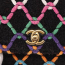 CHANEL Matelasse Chain Shoulder Bag Tweed Multicolor Gold CC Auth 156642SM-16