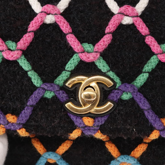 CHANEL Matelasse Chain Shoulder Bag Tweed Multicolor Gold CC Auth 156642SM