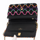 CHANEL Matelasse Chain Shoulder Bag Tweed Multicolor Gold CC Auth 156642SM-17