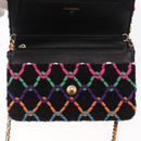 CHANEL Matelasse Chain Shoulder Bag Tweed Multicolor Gold CC Auth 156642SM-19