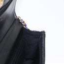 CHANEL Matelasse Chain Shoulder Bag Tweed Multicolor Gold CC Auth 156642SM-23