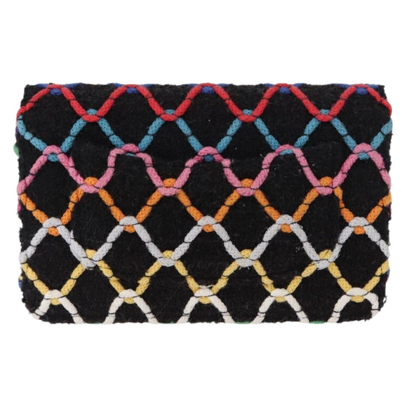 CHANEL Matelasse Chain Shoulder Bag Tweed Multicolor Gold CC Auth 156642SM