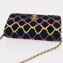 CHANEL Matelasse Chain Shoulder Bag Tweed Multicolor Gold CC Auth 156642SM-7