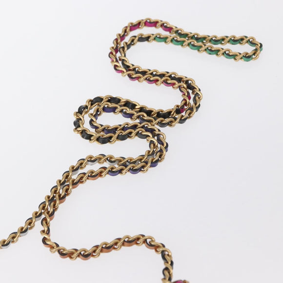 CHANEL Matelasse Chain Shoulder Bag Tweed Multicolor Gold CC Auth 156642SM