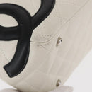 CHANEL Matelasse Bowling Bag Cambon Line Calf Skin White Black CC Auth 156643V-9