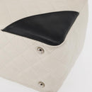 CHANEL Matelasse Bowling Bag Cambon Line Calf Skin White Black CC Auth 156643V-14