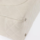 CHANEL Matelasse Bowling Bag Cambon Line Calf Skin White Black CC Auth 156643V-15