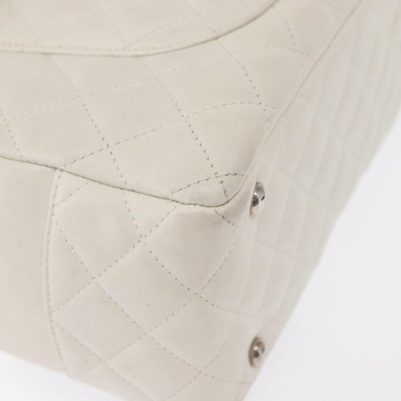 CHANEL Matelasse Bowling Bag Cambon Line Calf Skin White Black CC Auth 156643V