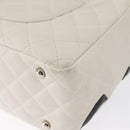 CHANEL Matelasse Bowling Bag Cambon Line Calf Skin White Black CC Auth 156643V-16