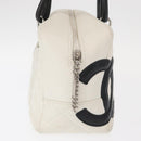 CHANEL Matelasse Bowling Bag Cambon Line Calf Skin White Black CC Auth 156643V-4