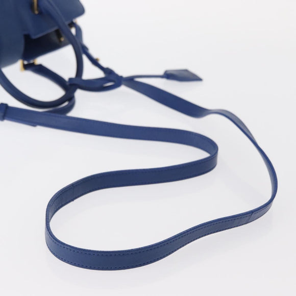 SAINT LAURENT Baby Cabas Hand Bag Leather 2way Blue Gold Auth 156644V