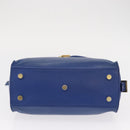 SAINT LAURENT Baby Cabas Hand Bag Leather 2way Blue Gold Auth 156644V-6