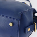 SAINT LAURENT Baby Cabas Hand Bag Leather 2way Blue Gold Auth 156644V-18