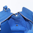 SAINT LAURENT Baby Cabas Hand Bag Leather 2way Blue Gold Auth 156644V-25