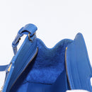SAINT LAURENT Baby Cabas Hand Bag Leather 2way Blue Gold Auth 156644V-26