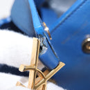 SAINT LAURENT Baby Cabas Hand Bag Leather 2way Blue Gold Auth 156644V-9