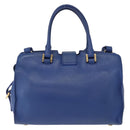 SAINT LAURENT Baby Cabas Hand Bag Leather 2way Blue Gold Auth 156644V-2
