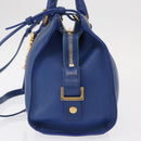 SAINT LAURENT Baby Cabas Hand Bag Leather 2way Blue Gold Auth 156644V-3