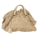 PRADA Race Hand Bag Leather Gold Auth 156645SAM-1