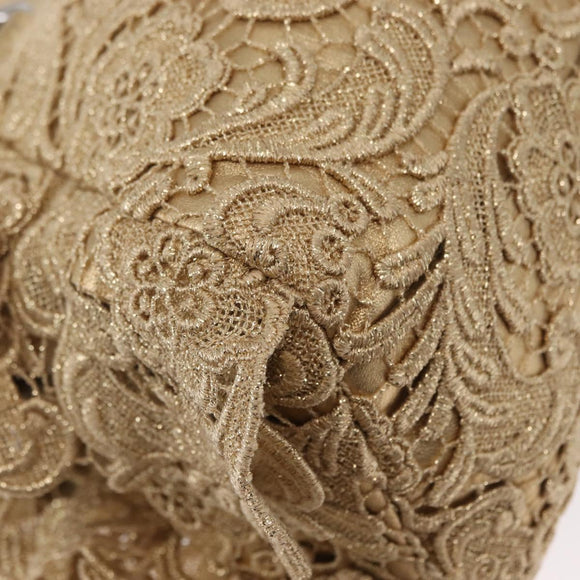 PRADA Race Hand Bag Leather Gold Auth 156645SAM