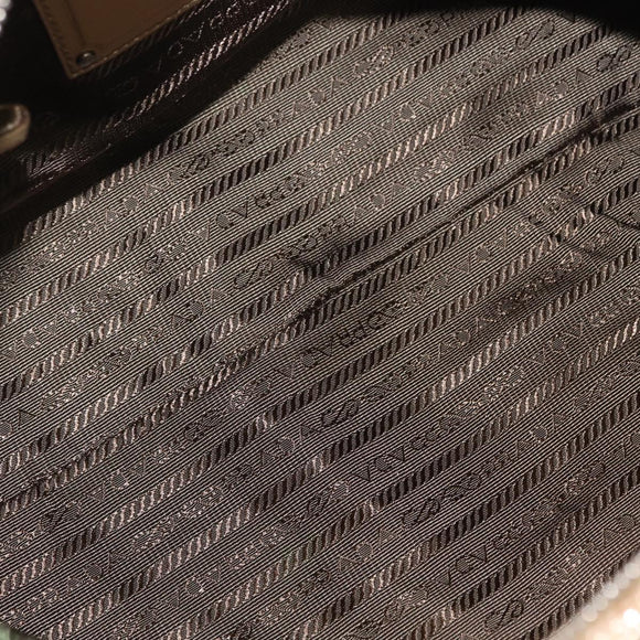 PRADA Race Hand Bag Leather Gold Auth 156645SAM