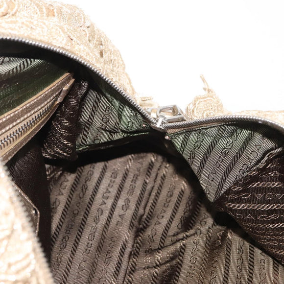 PRADA Race Hand Bag Leather Gold Auth 156645SAM