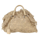 PRADA Race Hand Bag Leather Gold Auth 156645SAM-13