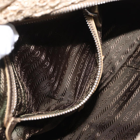 PRADA Race Hand Bag Leather Gold Auth 156645SAM