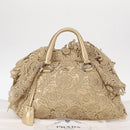PRADA Race Hand Bag Leather Gold Auth 156645SAM-12