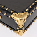 PRADA Chain Mini Trunk Shoulder Bag Enamel Black Gold Auth 156646V-8