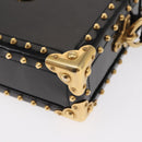 PRADA Chain Mini Trunk Shoulder Bag Enamel Black Gold Auth 156646V-15