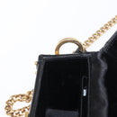 PRADA Chain Mini Trunk Shoulder Bag Enamel Black Gold Auth 156646V-21