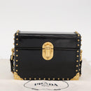 PRADA Chain Mini Trunk Shoulder Bag Enamel Black Gold Auth 156646V-12