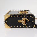 PRADA Chain Mini Trunk Shoulder Bag Enamel Black Gold Auth 156646V-3
