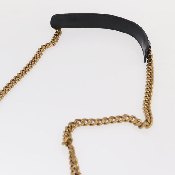 PRADA Chain Mini Trunk Shoulder Bag Enamel Black Gold Auth 156646V