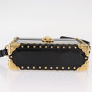 PRADA Chain Mini Trunk Shoulder Bag Enamel Black Gold Auth 156646V-5