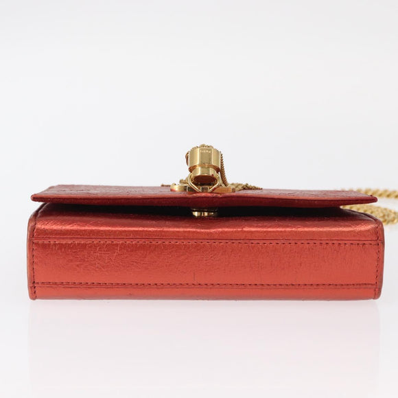 SAINT LAURENT Chain Kate Shoulder Bag Leather Red Gold Auth 156647M