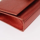 SAINT LAURENT Chain Kate Shoulder Bag Leather Red Gold Auth 156647M-11